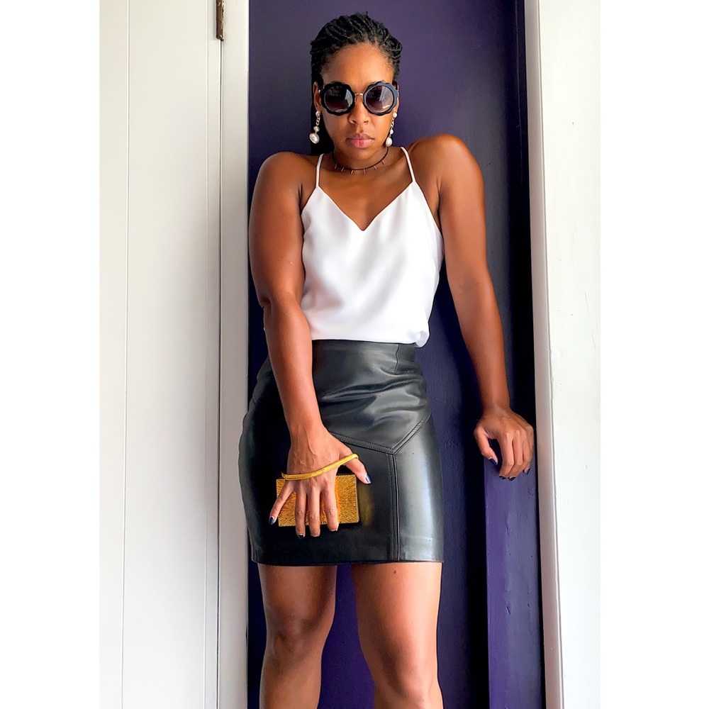 Lanna leather lined pencil skirt black sz 8